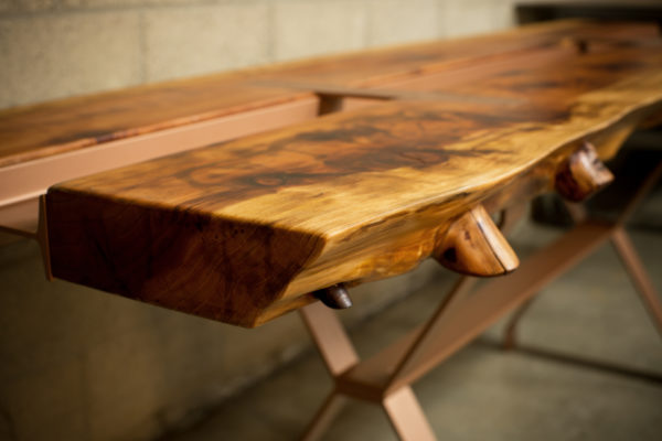 Redwood slab table with integrated trough Product Image