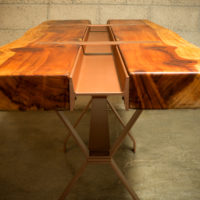 Whitworth Design Redwood slab table with integrated trough