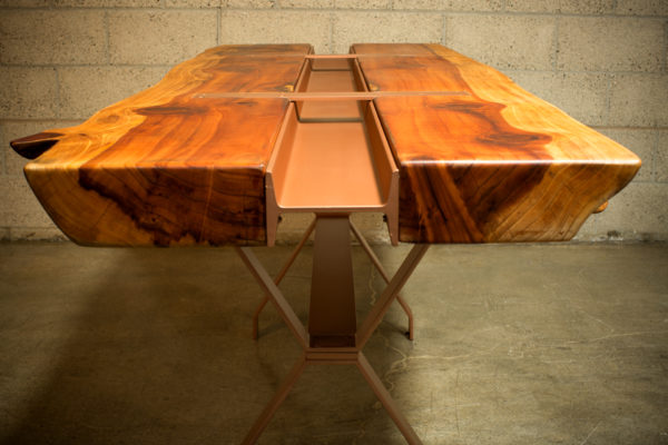 Whitworth Design Redwood slab table with integrated trough