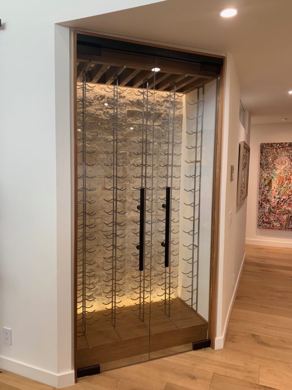 Laser-cut brushed stainless steel bottle cradles